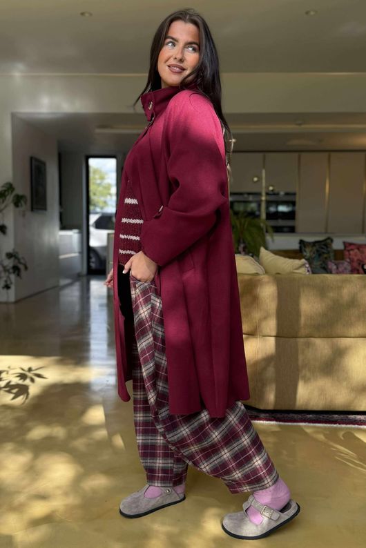Sonn Funnel Neck Coat Burgundy